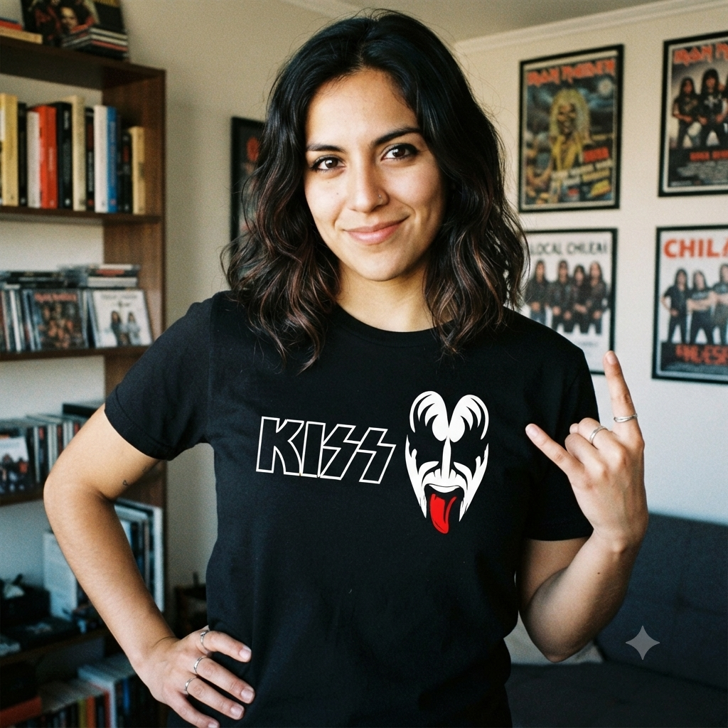 Polera Negra Kiss Gene Simmons Estampada 100% Algodón Estilo Rock-3