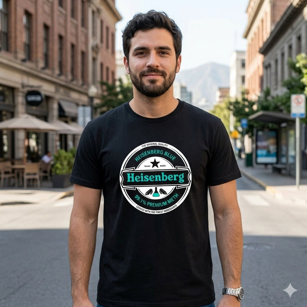 Polera Negra Breaking Bad Heisenberg Circular Estampada 100% Algodón Estilo-4