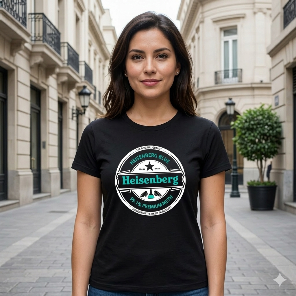 Polera Negra Breaking Bad Heisenberg Circular Estampada 100% Algodón Estilo-5