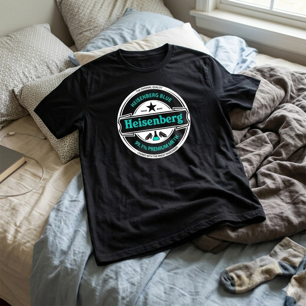 Polera Negra Breaking Bad Heisenberg Circular Estampada 100% Algodón Estilo-6