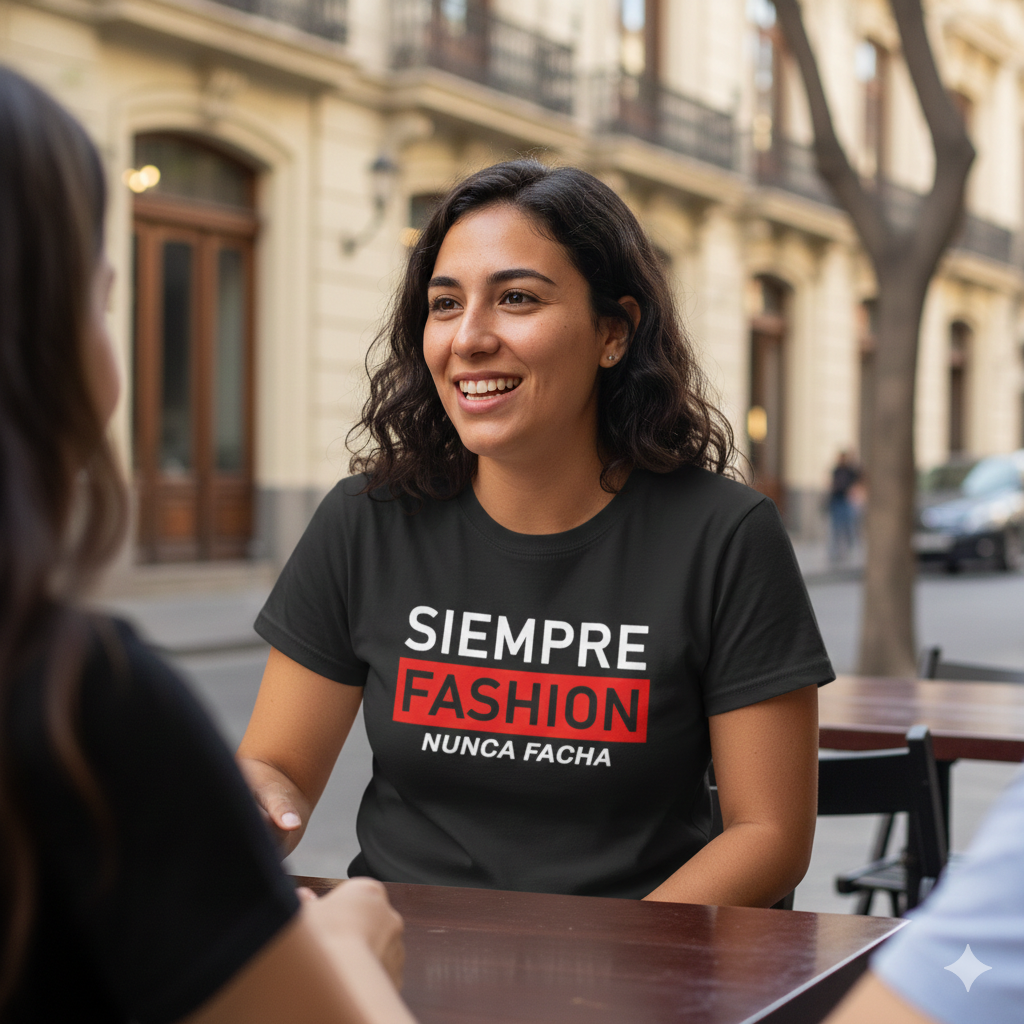 Polera Negra Siempre Fashion Nunca Facha Estampada 100% Algodón Estilo Antifa-3