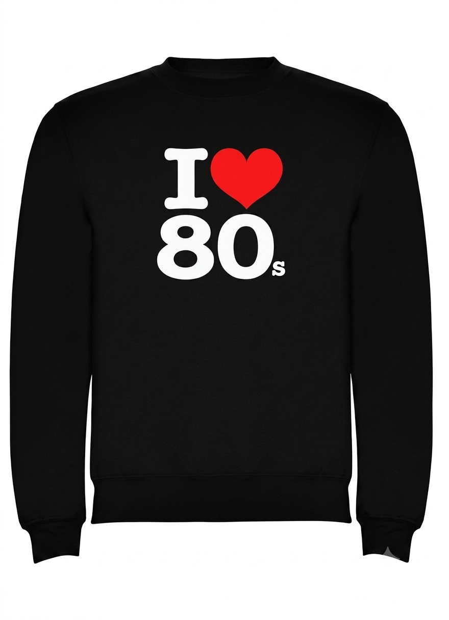 Polerón Negro I Love 80s Estampado Estilo ochentero-0