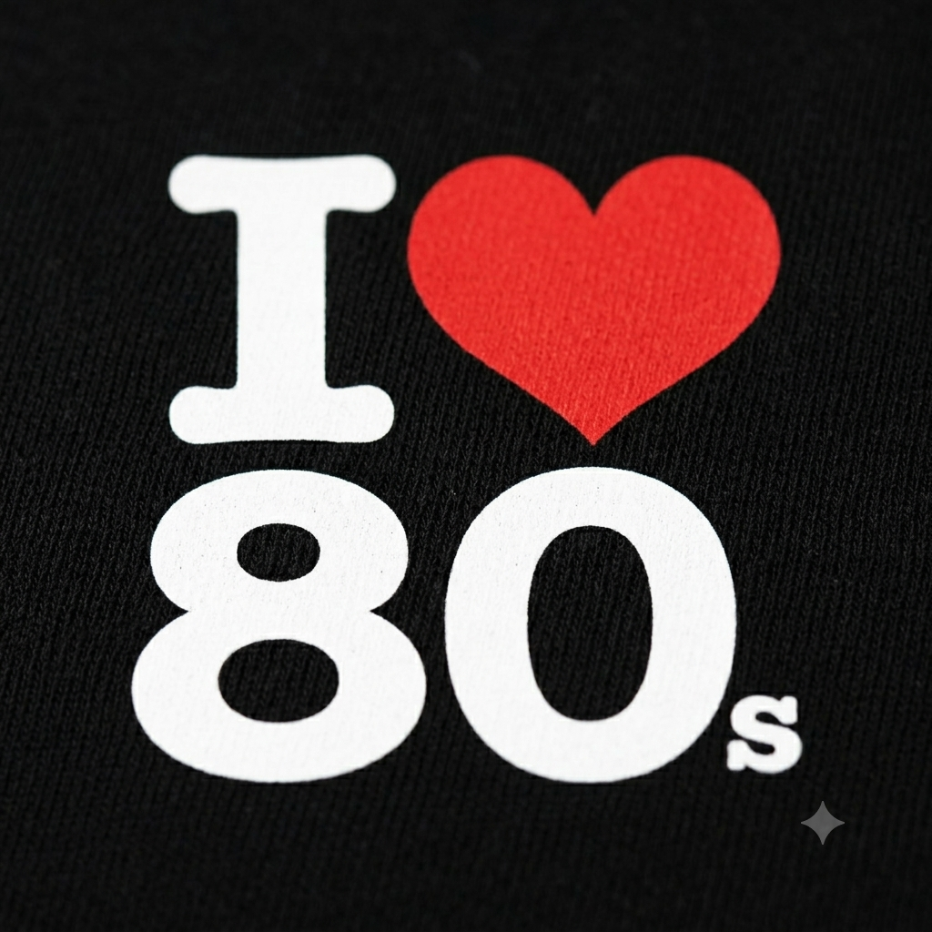 Polerón Negro I Love 80s Estampado Estilo ochentero-1