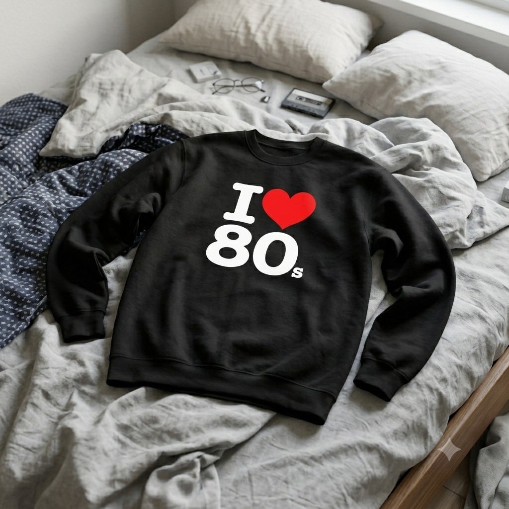 Polerón Negro I Love 80s Estampado Estilo ochentero-4