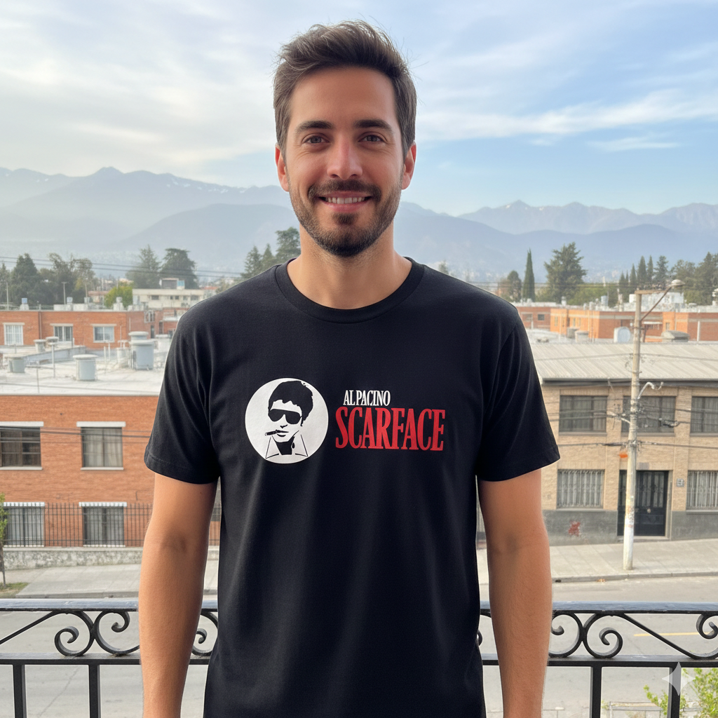 Polera Negra Scarface Al Pacino Estampada 100% Algodón Estilo Películas-2