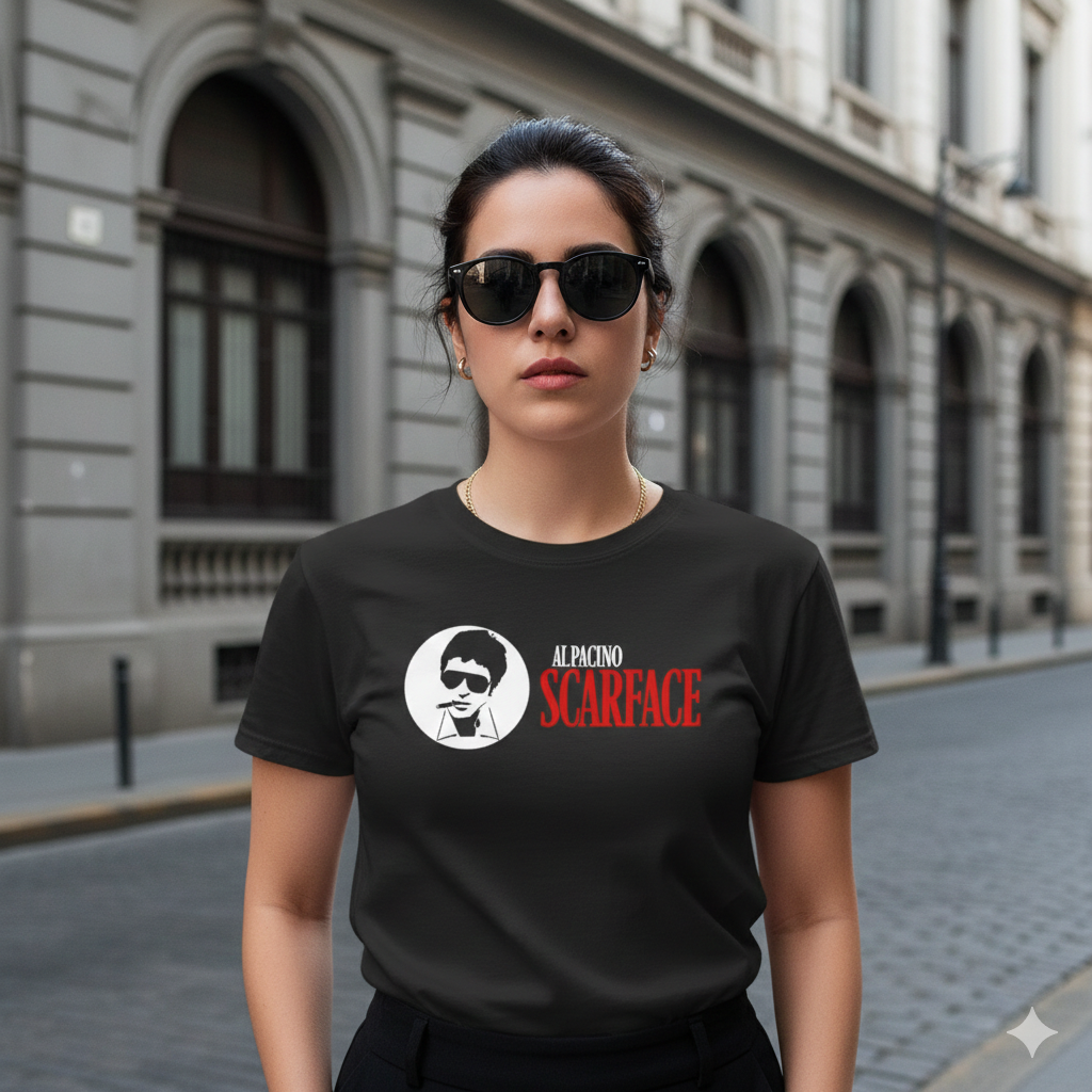 Polera Negra Scarface Al Pacino Estampada 100% Algodón Estilo Películas-3