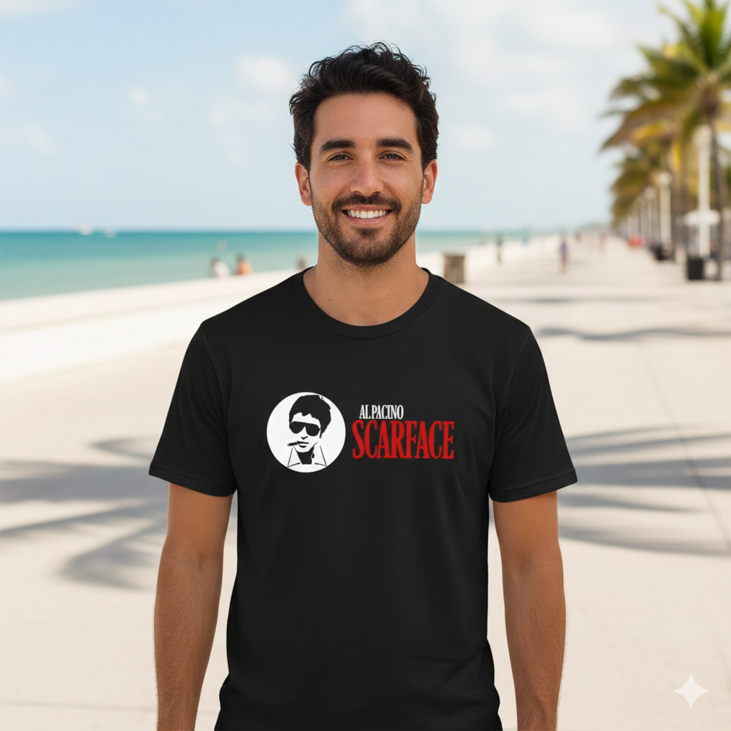 Polera Negra Scarface Al Pacino Estampada 100% Algodón Estilo Películas-4