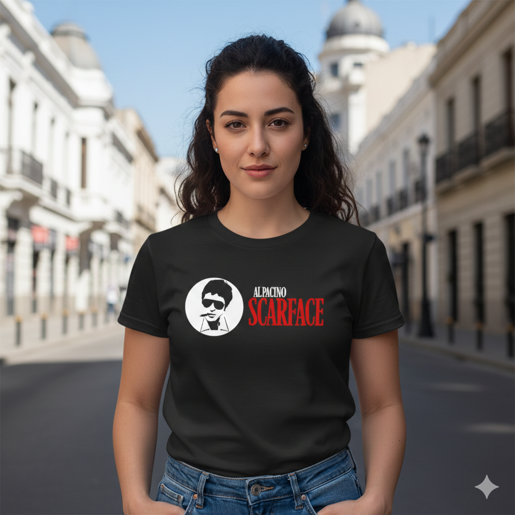 Polera Negra Scarface Al Pacino Estampada 100% Algodón Estilo Películas-5