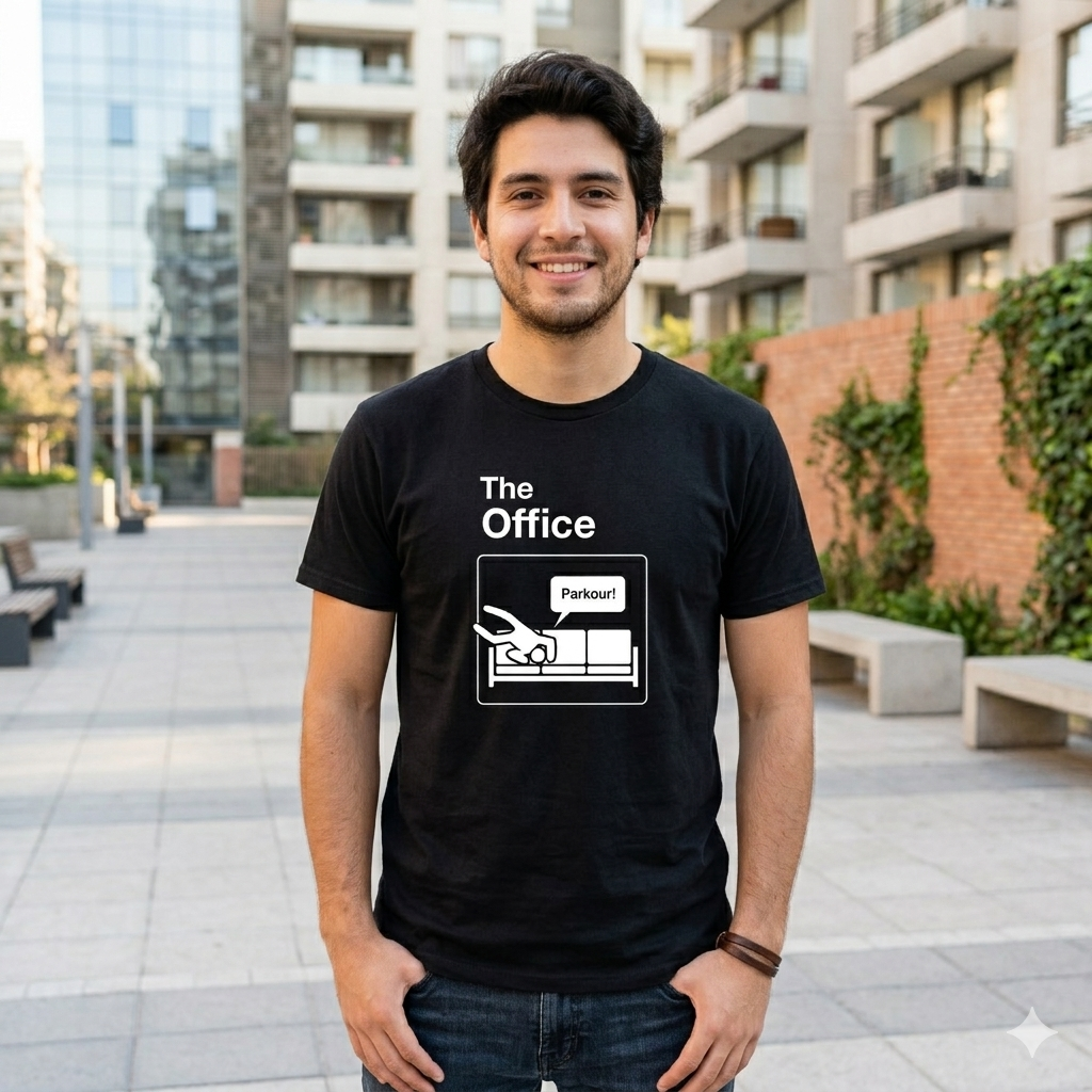 Polera Negra The Office Parkour Estampada 100% Algodón Estilo Serie-2