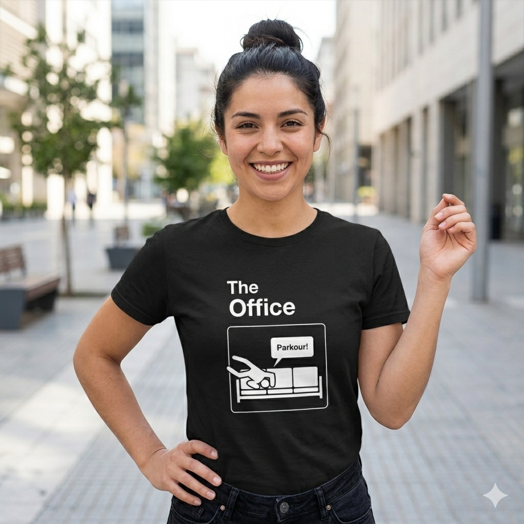 Polera Negra The Office Parkour Estampada 100% Algodón Estilo Serie-3