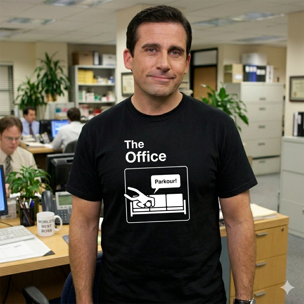 Polera Negra The Office Parkour Estampada 100% Algodón Estilo Serie-4