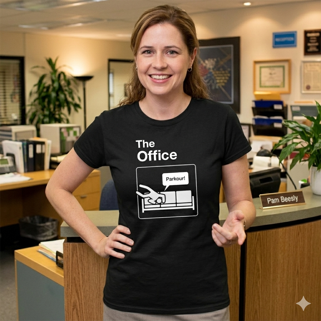Polera Negra The Office Parkour Estampada 100% Algodón Estilo Serie-5