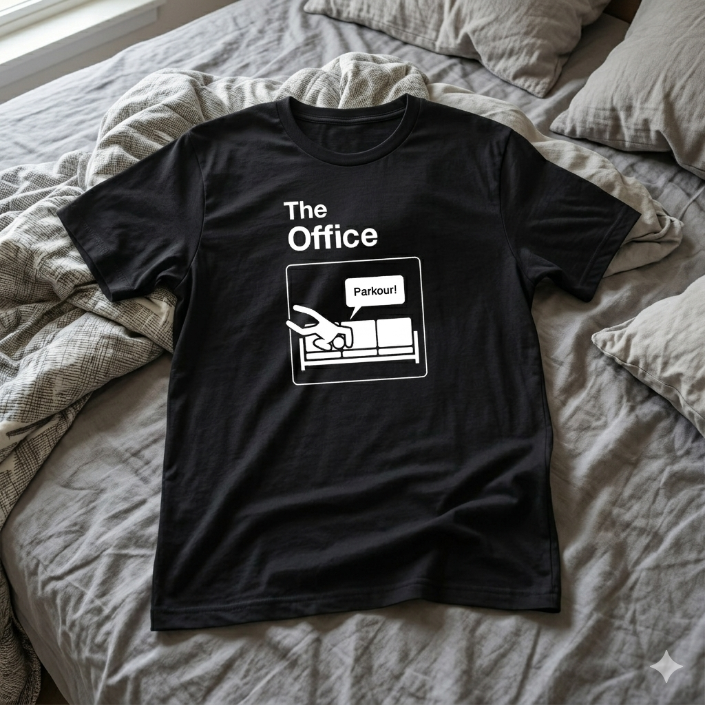 Polera Negra The Office Parkour Estampada 100% Algodón Estilo Serie-6