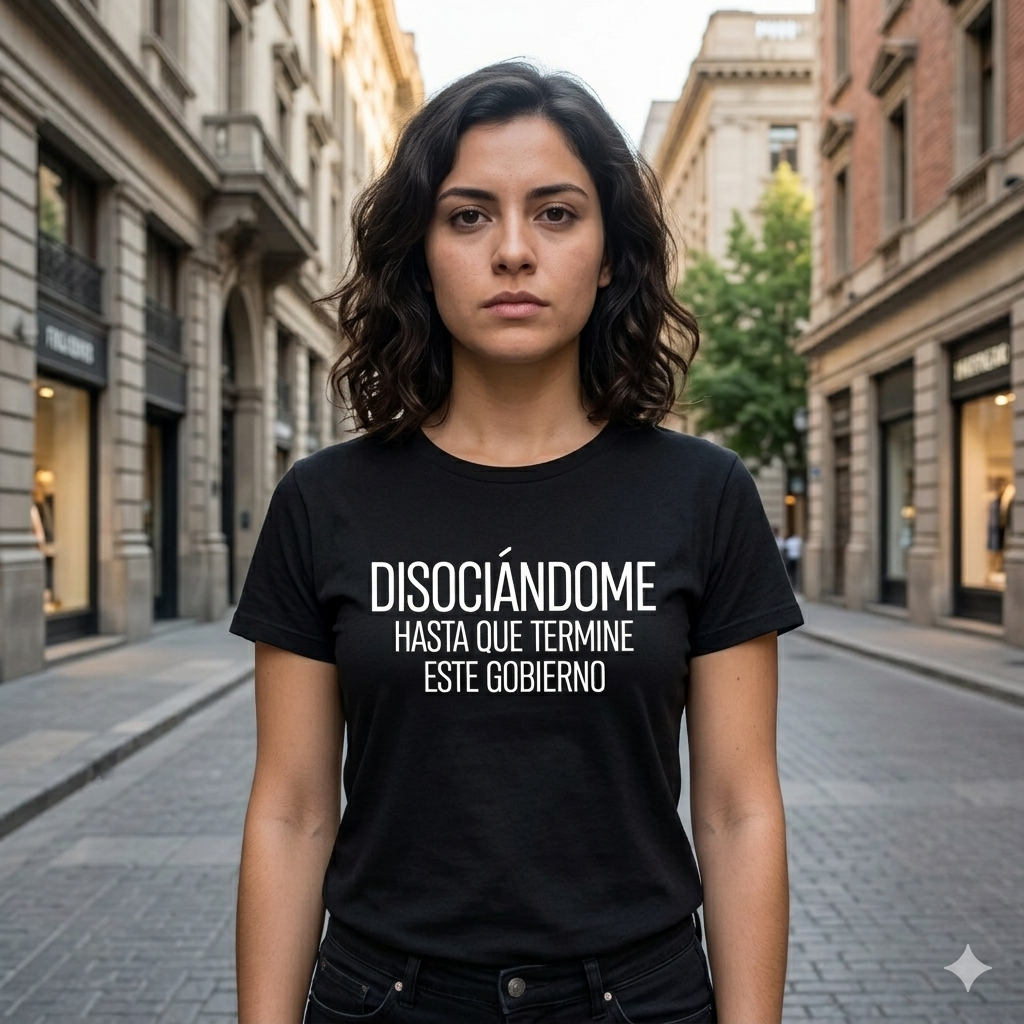 Polera Negra Disociándome Hasta Que Termine Este Gobierno Estampada 100% Algodón-3
