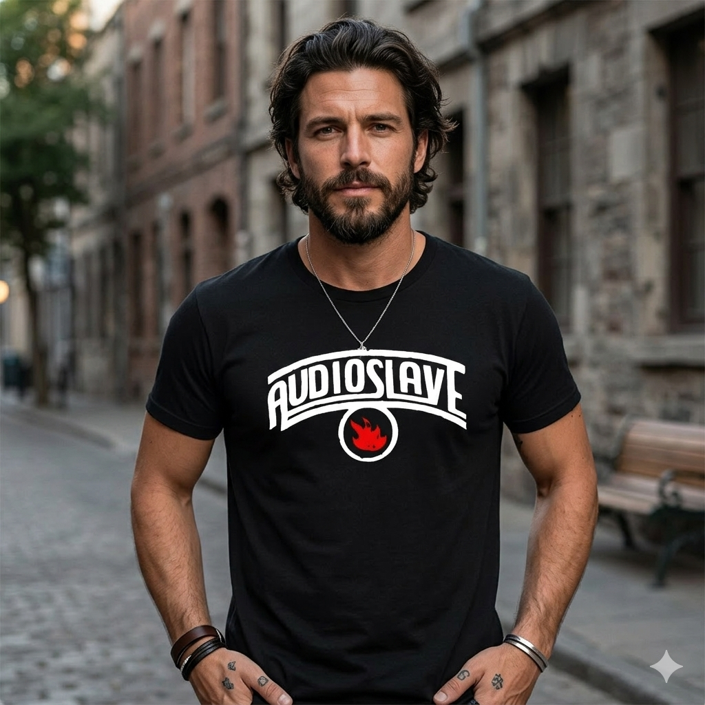 Polera Negra Audioslave Estampada 100% Algodón Estilo Rock-2