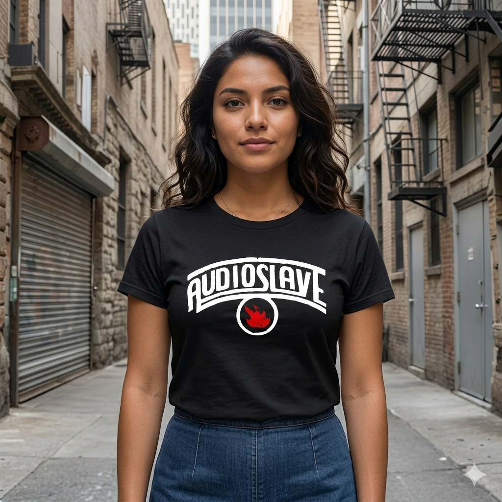 Polera Negra Audioslave Estampada 100% Algodón Estilo Rock-3