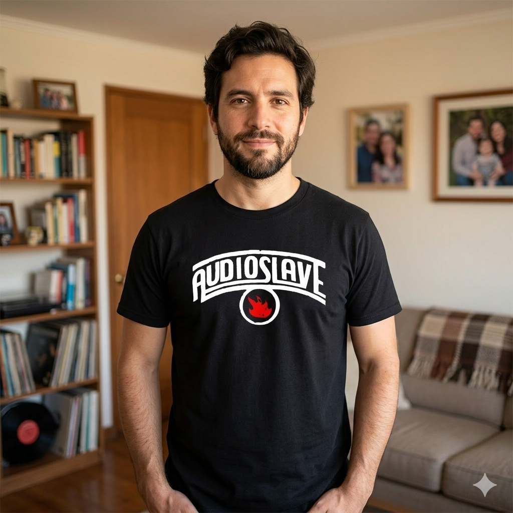 Polera Negra Audioslave Estampada 100% Algodón Estilo Rock-4