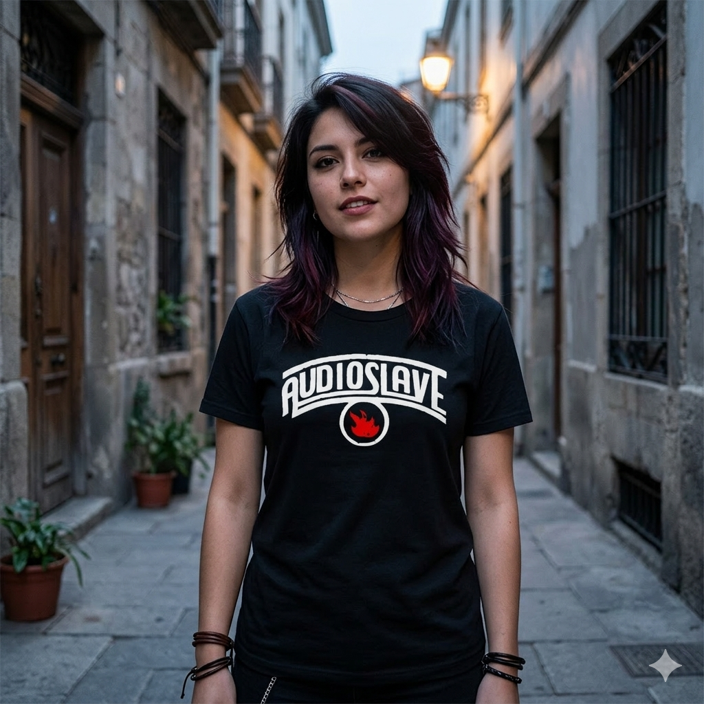 Polera Negra Audioslave Estampada 100% Algodón Estilo Rock-5