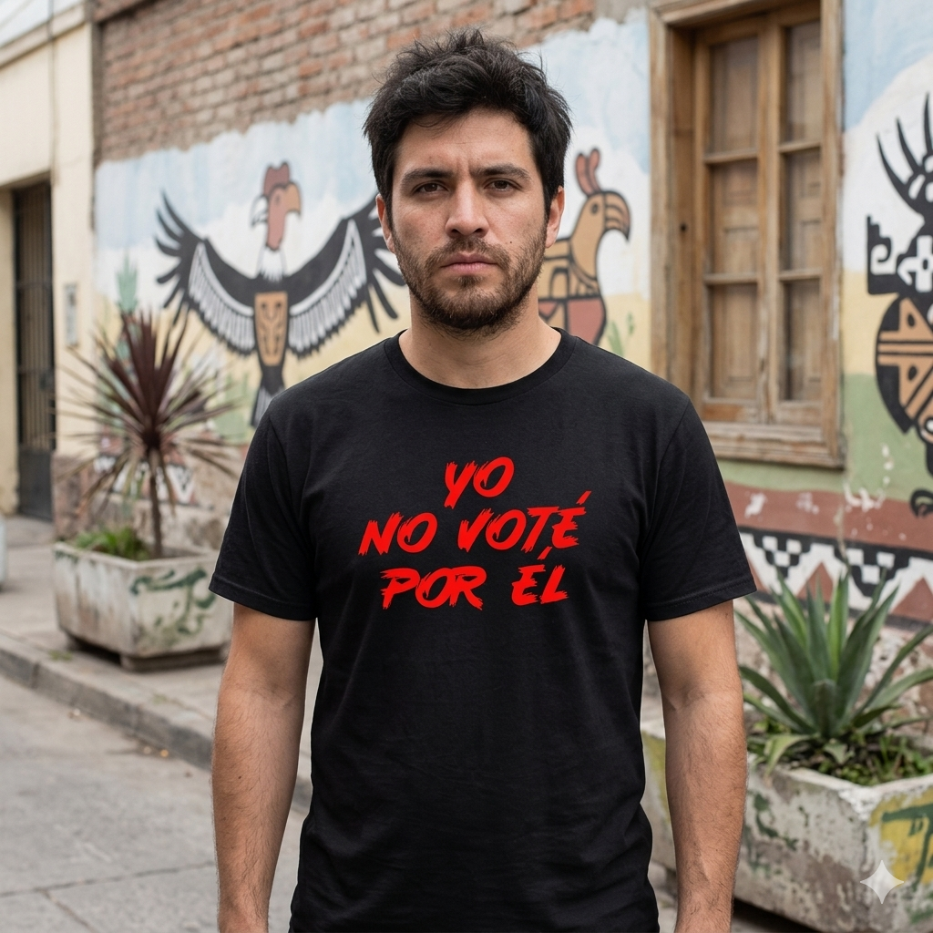 Polera Negra Yo No Voté Por Él en rojo Estampada 100% Algodón Estilo-2