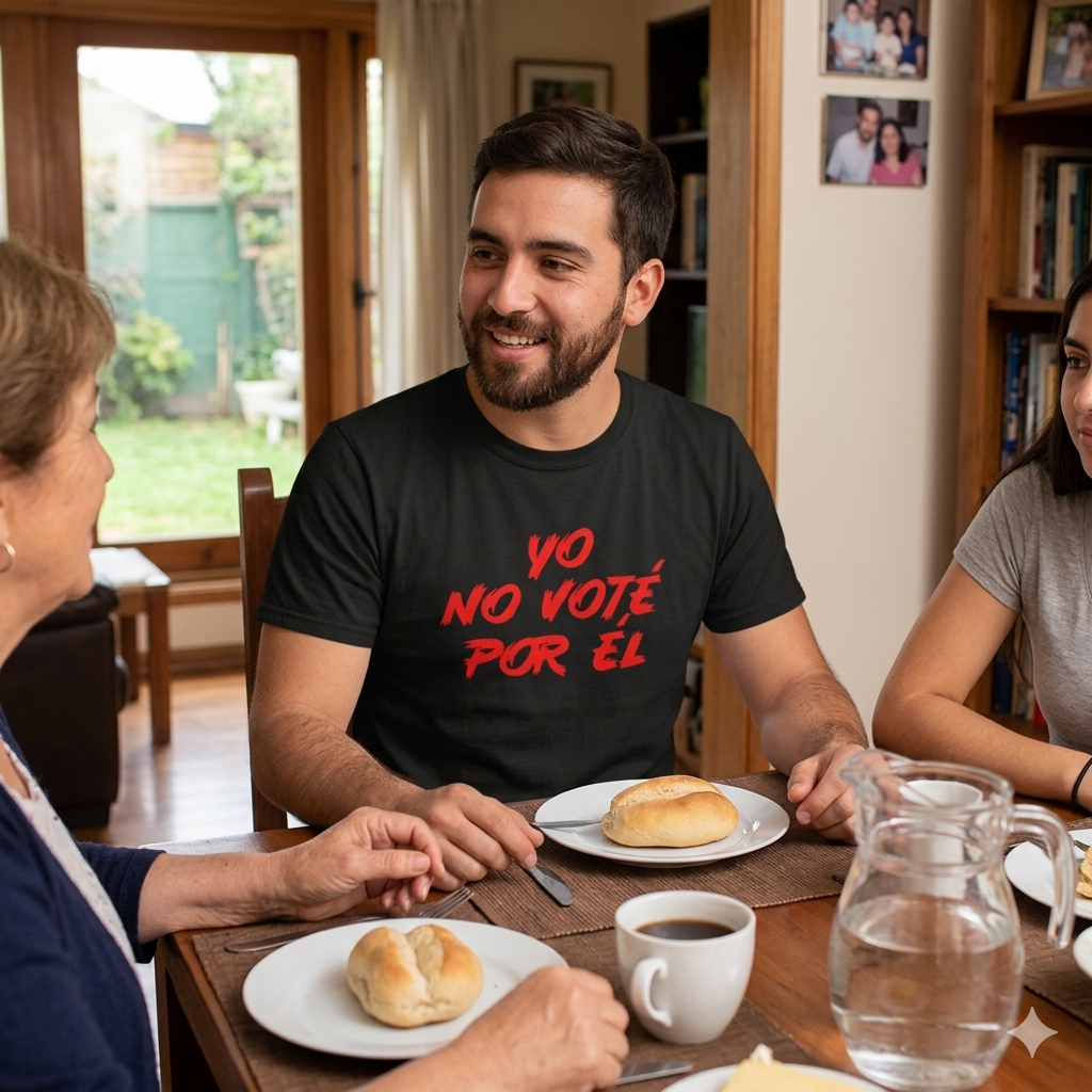 Polera Negra Yo No Voté Por Él en rojo Estampada 100% Algodón Estilo-4