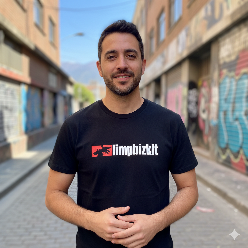 Polera Negra Limp Bizkit en Rojo Estampada 100% Algodón Estilo Rock-2