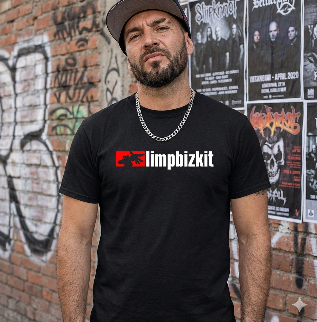 Polera Negra Limp Bizkit en Rojo Estampada 100% Algodón Estilo Rock-4