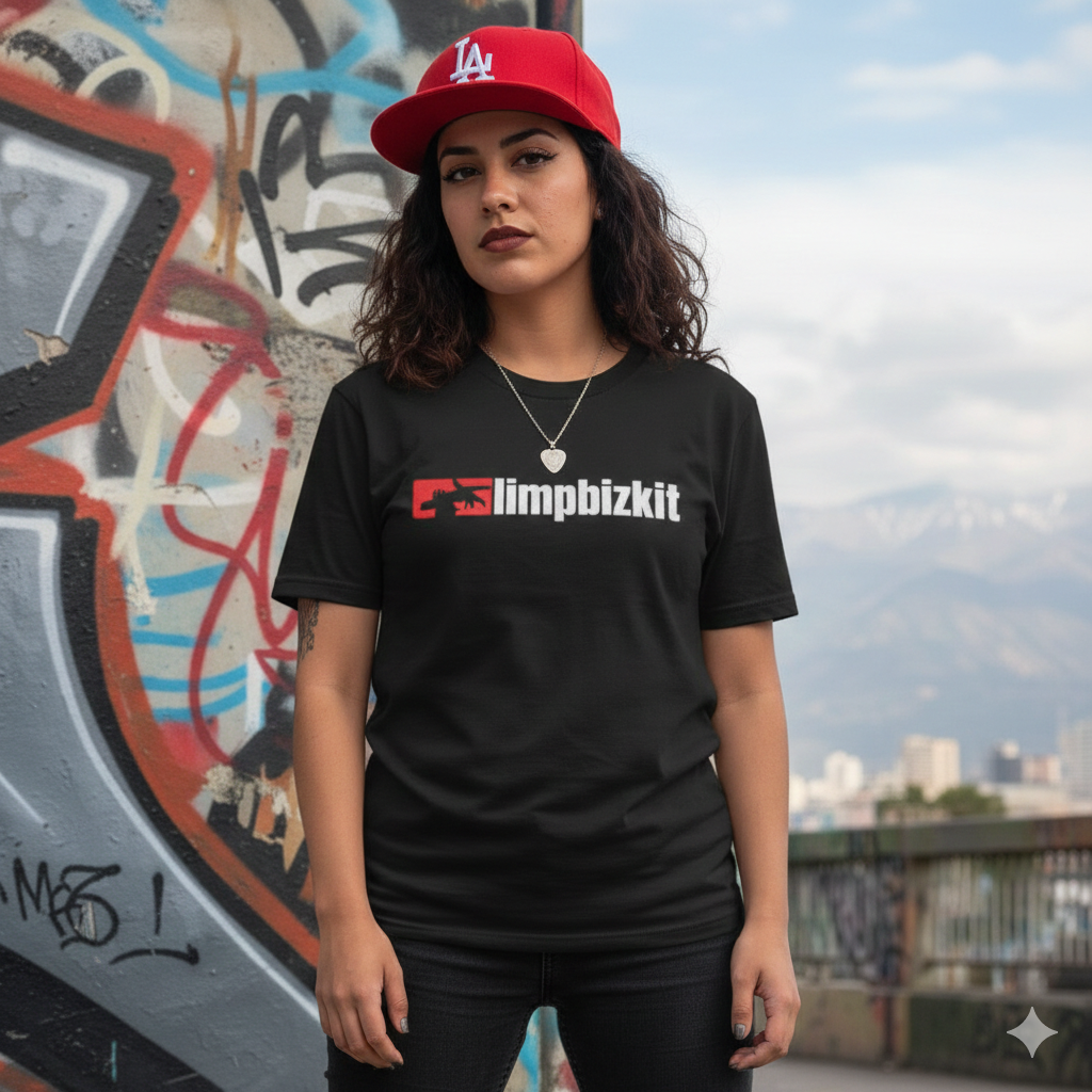 Polera Negra Limp Bizkit en Rojo Estampada 100% Algodón Estilo Rock-5