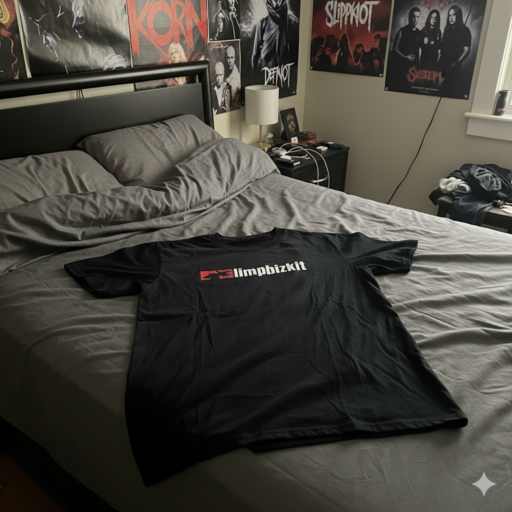 Polera Negra Limp Bizkit en Rojo Estampada 100% Algodón Estilo Rock-6