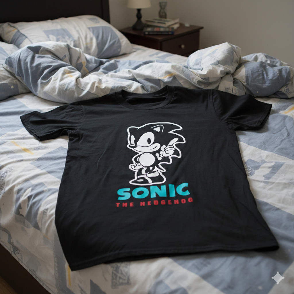 Polera Negra Sonic The Hedgehog Estampada 100% Algodón Estilo Juegos Retro-6