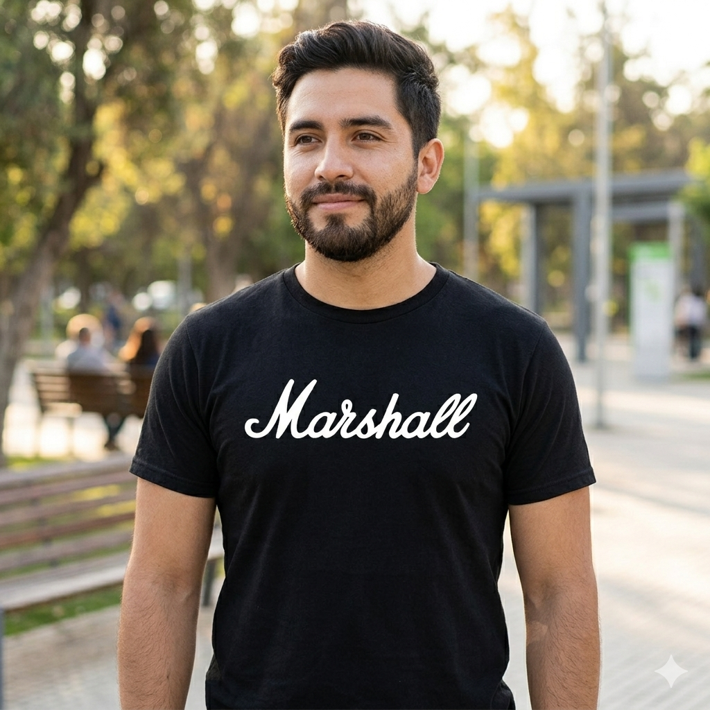 Polera Negra Marshall Music 100% Algodón Estilo Música Rock-2