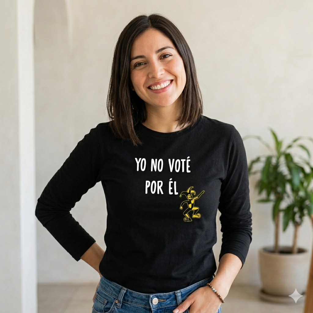 Polera Manga Larga Yo No Voté Por Él en amarillo Estampada 100% Algodón-3