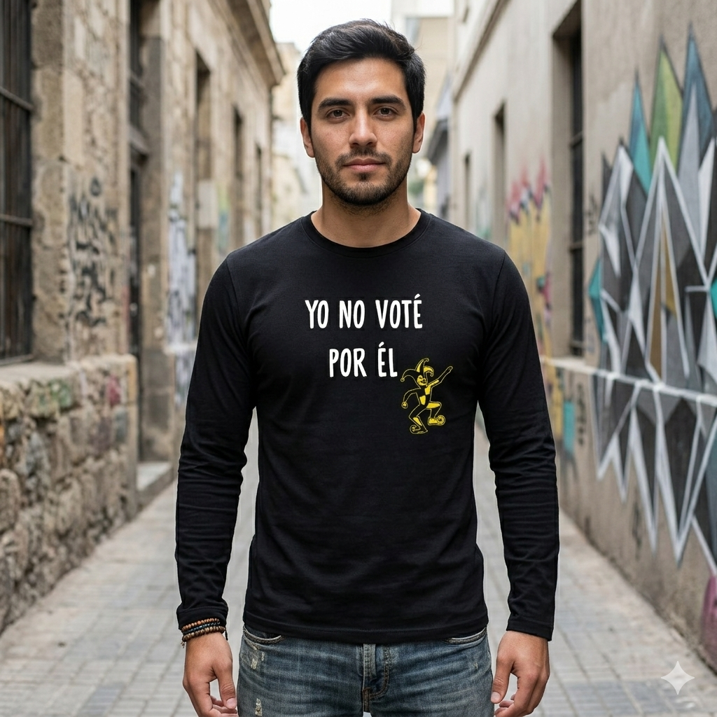 Polera Manga Larga Yo No Voté Por Él en amarillo Estampada 100% Algodón-4