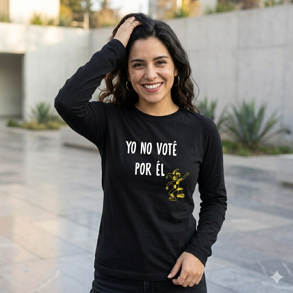 Polera Manga Larga Yo No Voté Por Él en amarillo Estampada 100% Algodón-5
