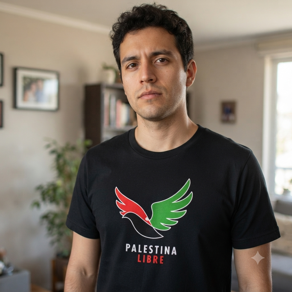 Polera Negra Palestina Libre Estampada 100% Algodón No + Genocidio-2