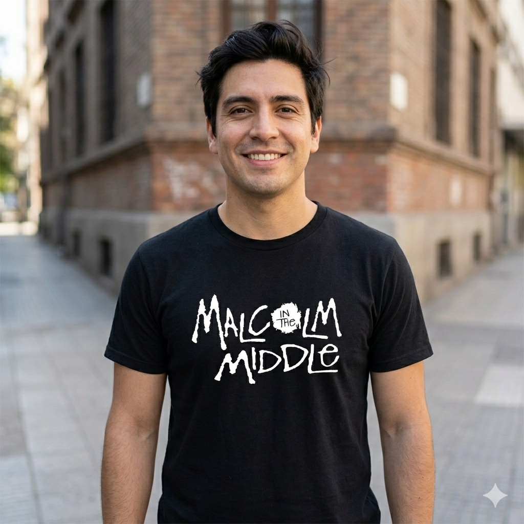 Polera Negra Malcolm in the Middle Estampada 100% Algodón Estilo Serie-2