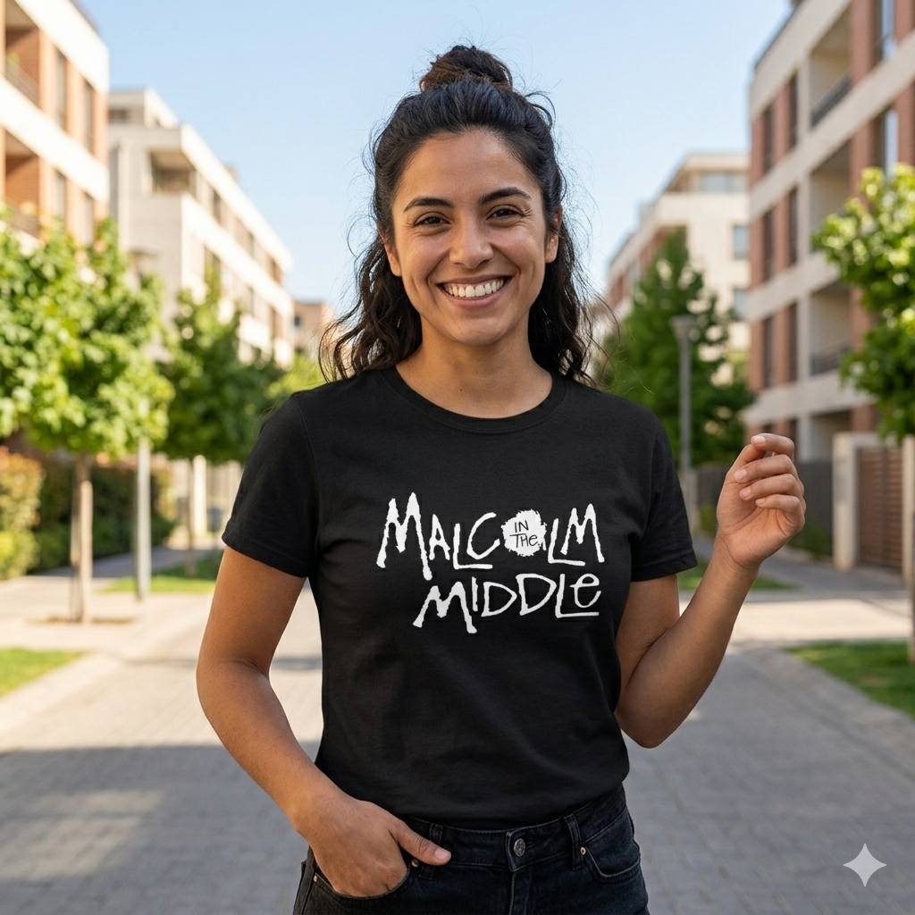Polera Negra Malcolm in the Middle Estampada 100% Algodón Estilo Serie-3