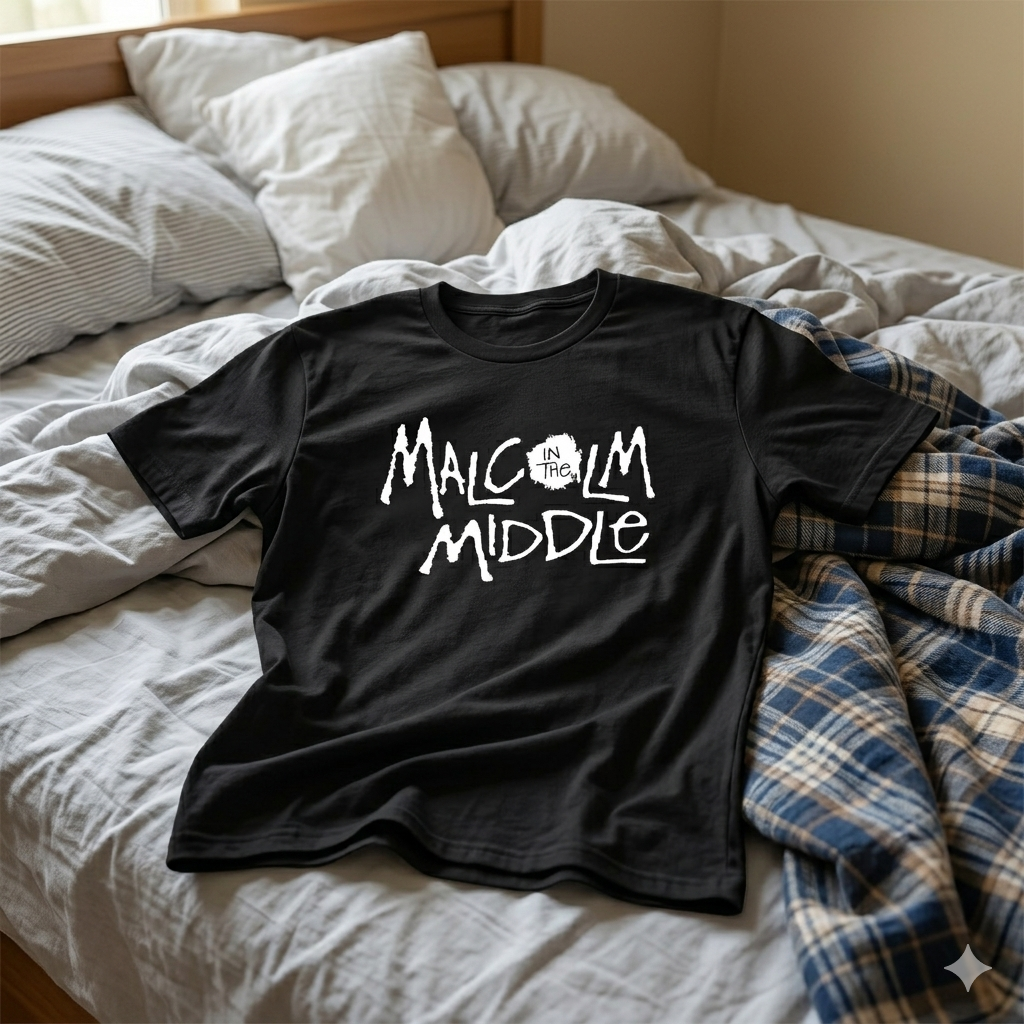 Polera Negra Malcolm in the Middle Estampada 100% Algodón Estilo Serie-6