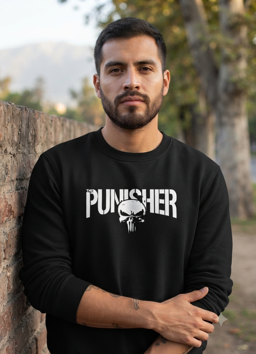 Polerón Negro The Punisher Estampado Estilo Comic-2