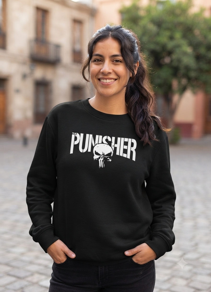 Polerón Negro The Punisher Estampado Estilo Comic-3