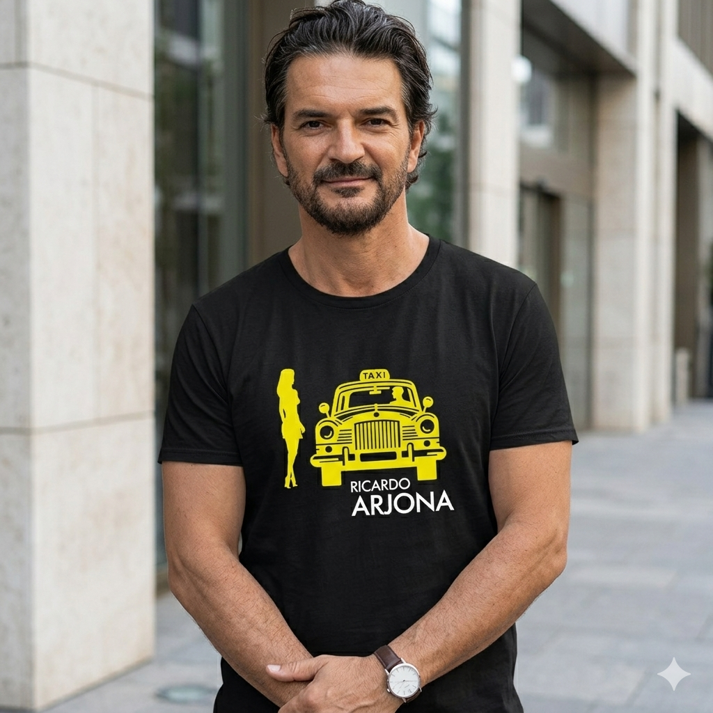 Polera Negra Ricardo Arjona Historia de Taxi Estampada 100% Algodón-3