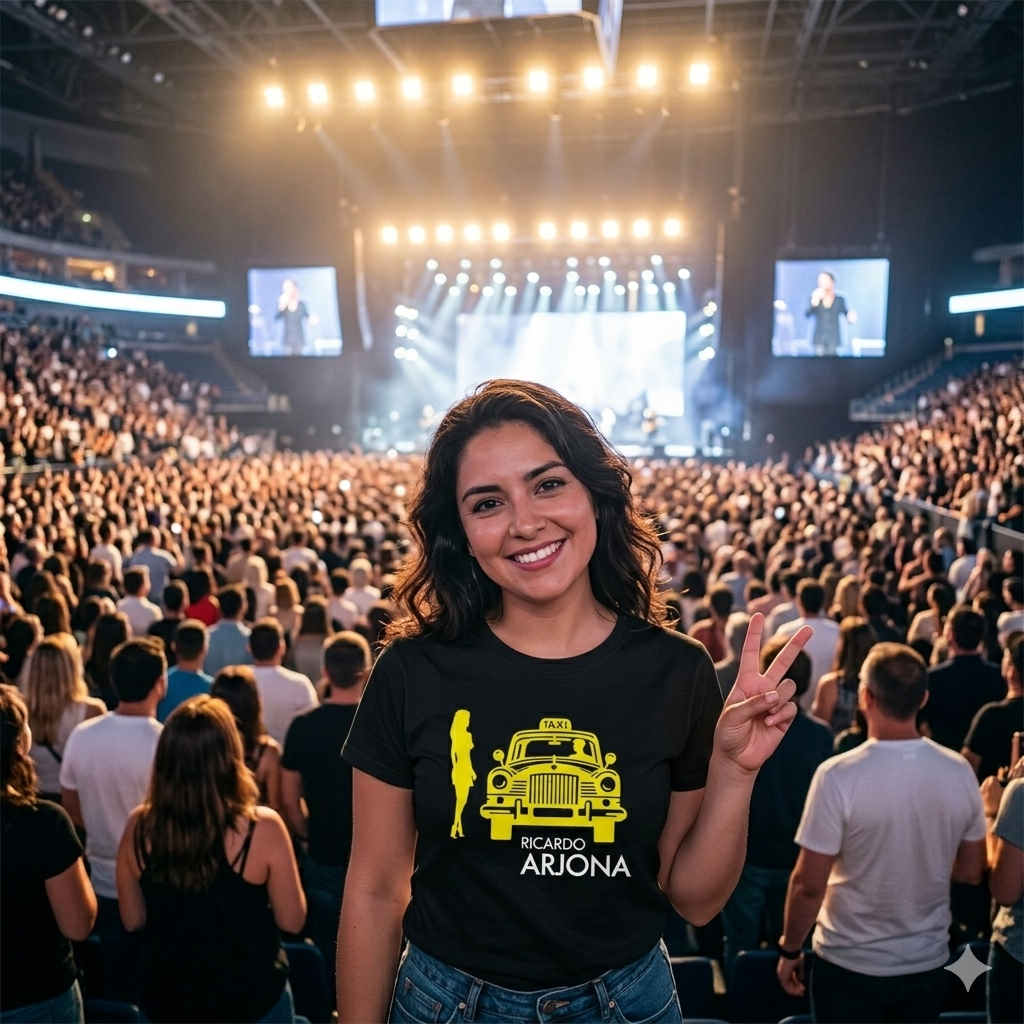 Polera Negra Ricardo Arjona Historia de Taxi Estampada 100% Algodón-4