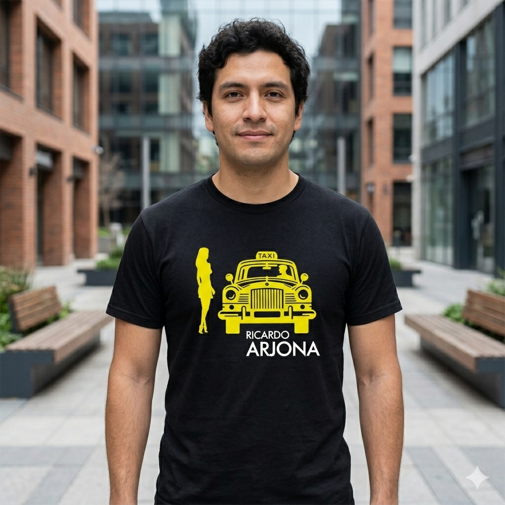 Polera Negra Ricardo Arjona Historia de Taxi Estampada 100% Algodón-5