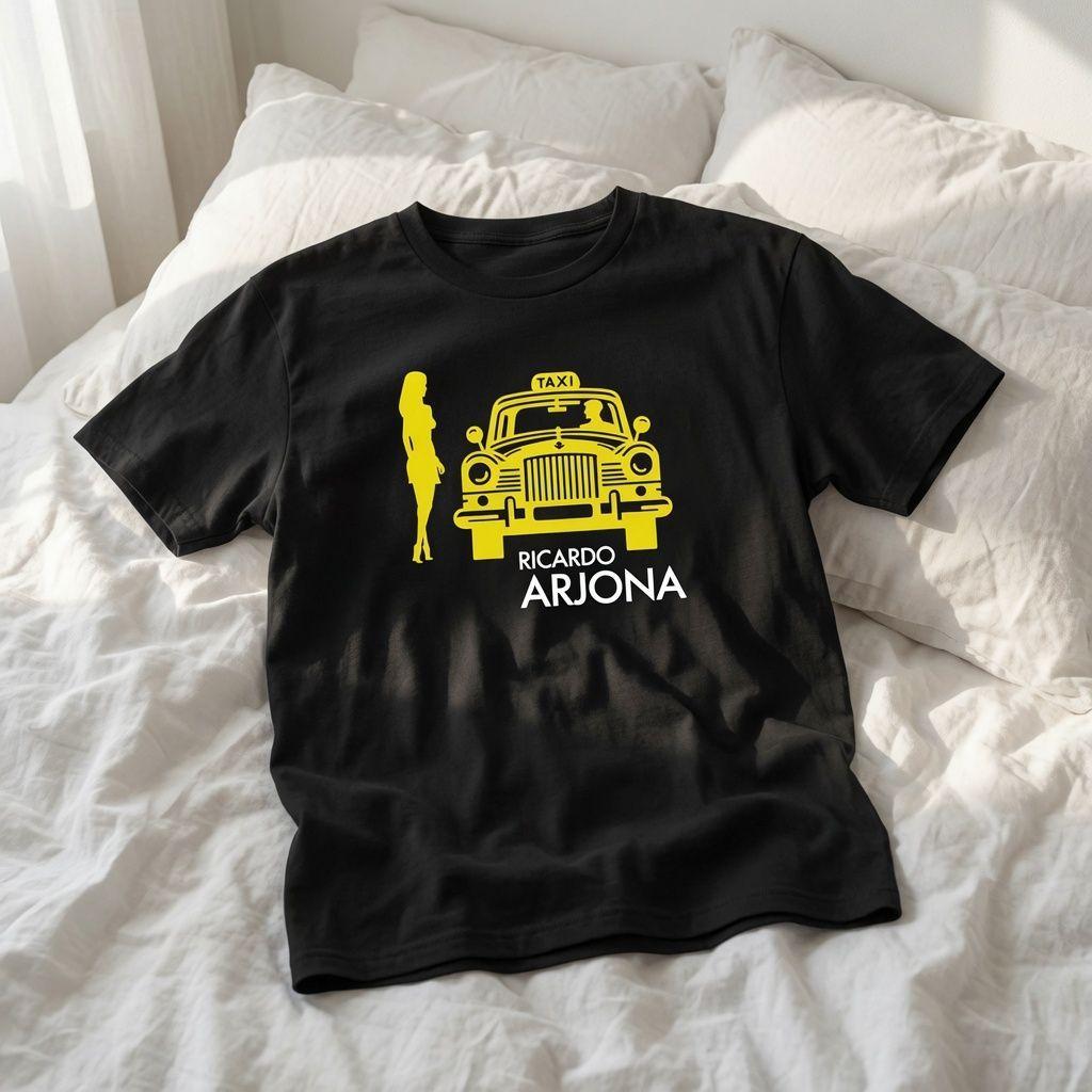 Polera Negra Ricardo Arjona Historia de Taxi Estampada 100% Algodón-6