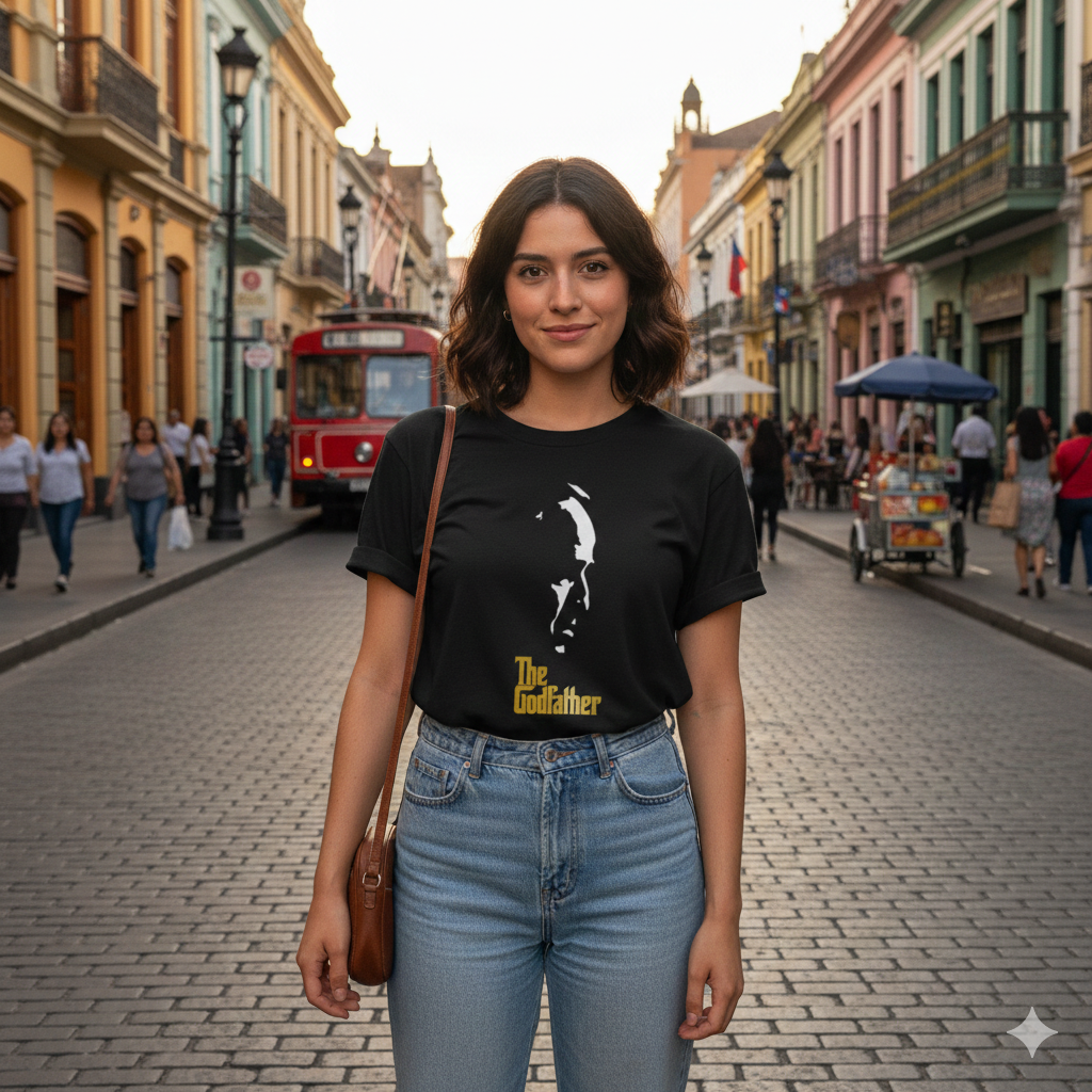 Polera Negra El Padrino / The Godfather / Dorada / Perfil /Estampada 100% Algodón Estilo-3