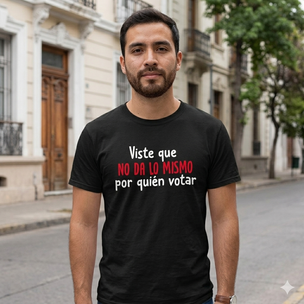 Polera Negra Viste Que No Da Lo Mismo Por Quién Votar Estampada 100% Algodón-2