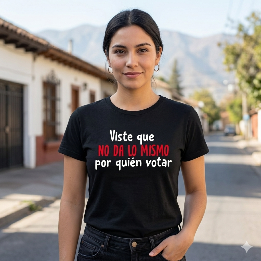 Polera Negra Viste Que No Da Lo Mismo Por Quién Votar Estampada 100% Algodón-3