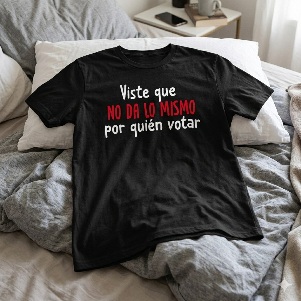 Polera Negra Viste Que No Da Lo Mismo Por Quién Votar Estampada 100% Algodón-6