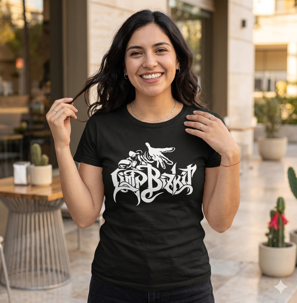 Polera Negra Limp Bizkit Logo Estampada 100% Algodón Estilo New Metal-3