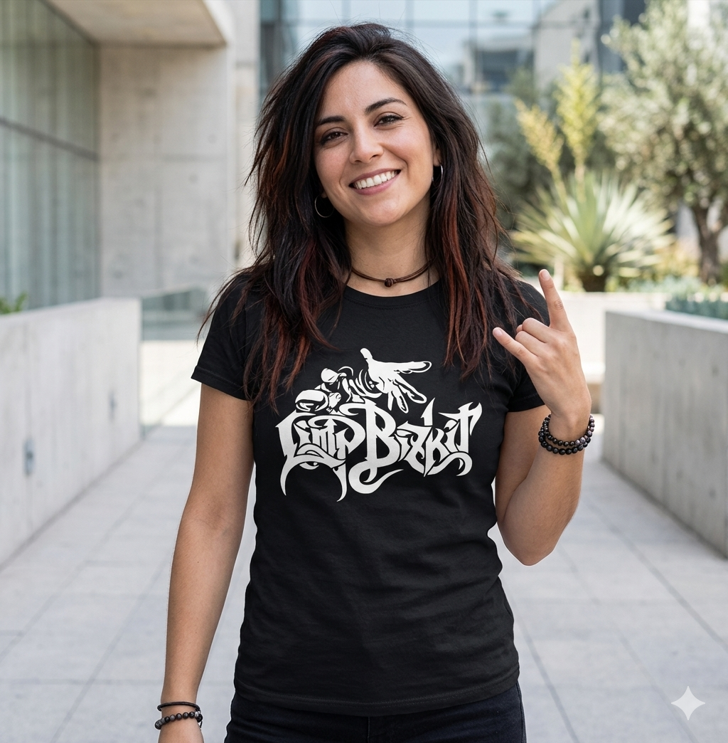 Polera Negra Limp Bizkit Logo Estampada 100% Algodón Estilo New Metal-5