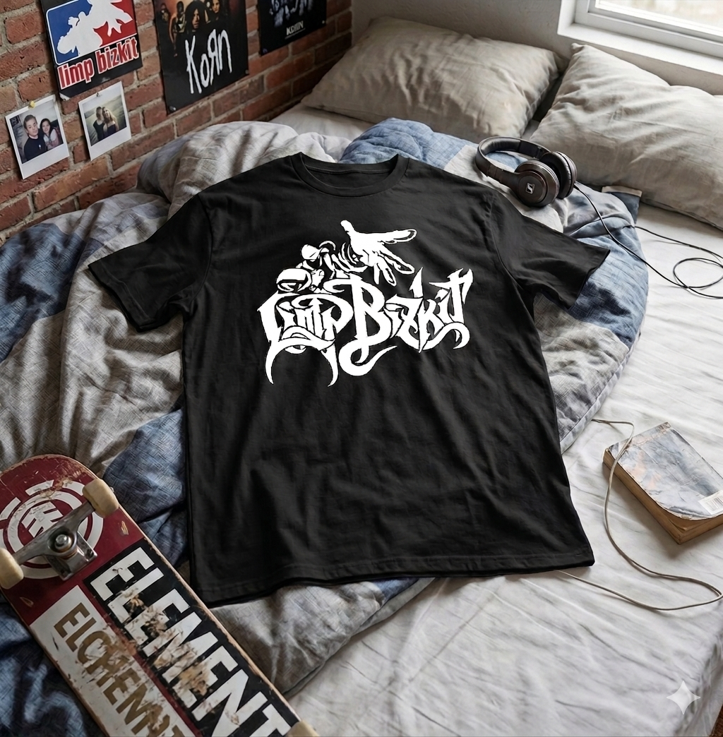 Polera Negra Limp Bizkit Logo Estampada 100% Algodón Estilo New Metal-6